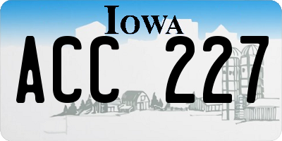 IA license plate ACC227