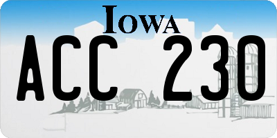 IA license plate ACC230