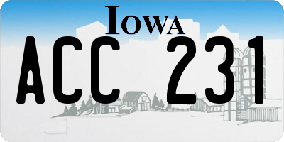 IA license plate ACC231