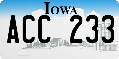 IA license plate ACC233