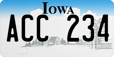 IA license plate ACC234