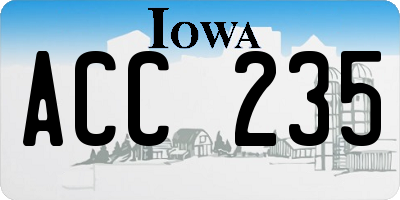 IA license plate ACC235