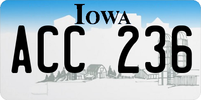 IA license plate ACC236