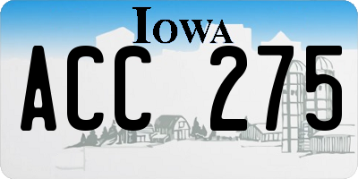 IA license plate ACC275