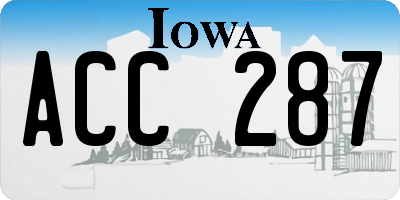 IA license plate ACC287