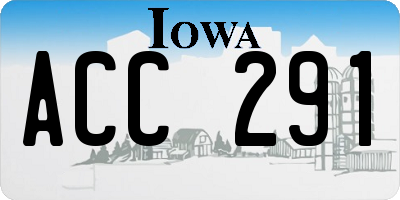 IA license plate ACC291