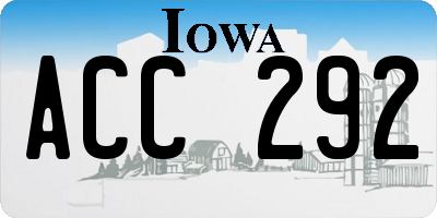 IA license plate ACC292