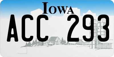IA license plate ACC293