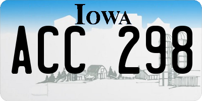 IA license plate ACC298