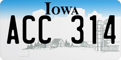 IA license plate ACC314