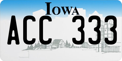 IA license plate ACC333