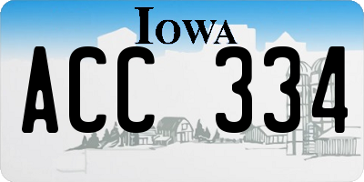IA license plate ACC334