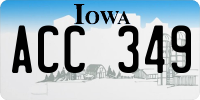 IA license plate ACC349