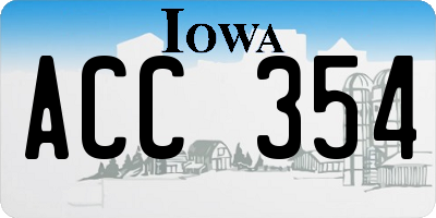 IA license plate ACC354