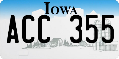IA license plate ACC355