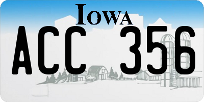 IA license plate ACC356