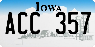 IA license plate ACC357