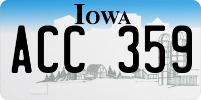 IA license plate ACC359