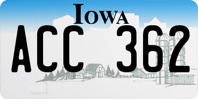 IA license plate ACC362