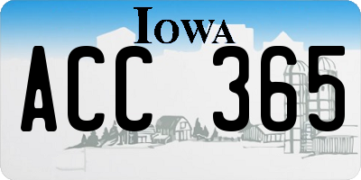 IA license plate ACC365