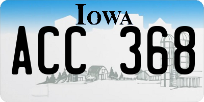 IA license plate ACC368