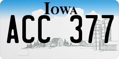 IA license plate ACC377
