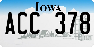 IA license plate ACC378
