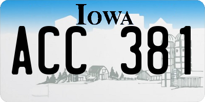 IA license plate ACC381