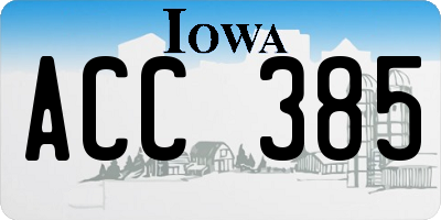IA license plate ACC385