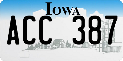 IA license plate ACC387