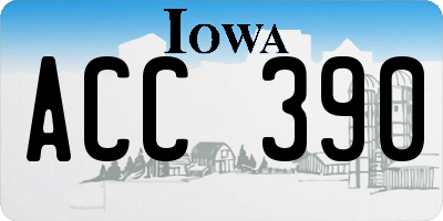 IA license plate ACC390