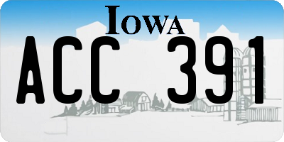 IA license plate ACC391