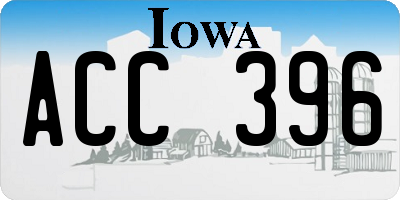 IA license plate ACC396