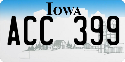 IA license plate ACC399