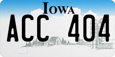 IA license plate ACC404