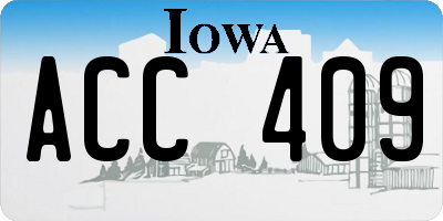 IA license plate ACC409