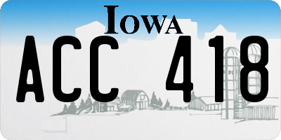 IA license plate ACC418