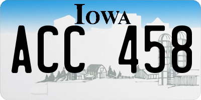 IA license plate ACC458