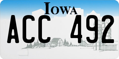 IA license plate ACC492