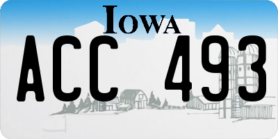 IA license plate ACC493