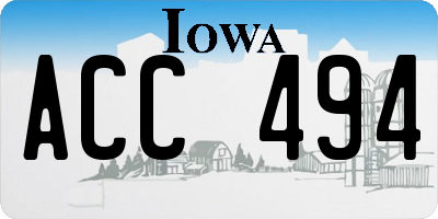 IA license plate ACC494