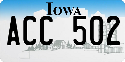 IA license plate ACC502