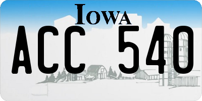 IA license plate ACC540