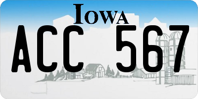 IA license plate ACC567