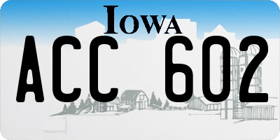 IA license plate ACC602