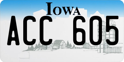 IA license plate ACC605