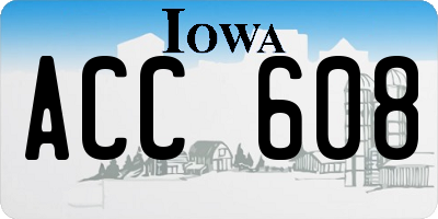 IA license plate ACC608