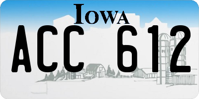 IA license plate ACC612