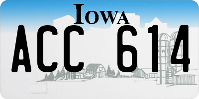 IA license plate ACC614