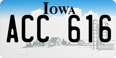 IA license plate ACC616
